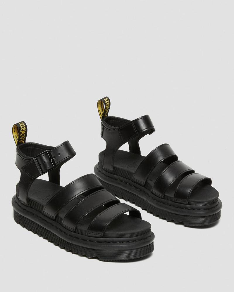 Women's Dr Martens Blaire Brando Leather Gladiator Sandals Black | AU 291ILH